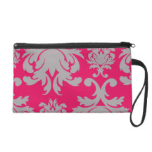 Framboise et damassé grise pochettes avec dragonne