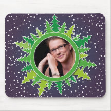 Frame with Christmas Trees on purple bg Mousepads
