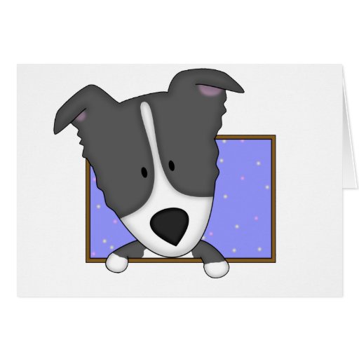 Framed Cartoon Border Collie Card