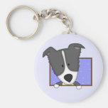 Framed Cartoon Border Collie Keychain