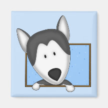 Framed Cartoon Siberian Husky Magnet