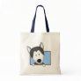 Framed Cartoon Siberian Husky Tote Bag