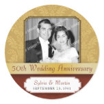 Framed Damask Golden (50th) Anniversary sticker