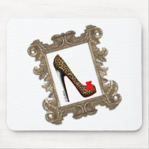 Framed Leopard Stiletto Pump Mousepad