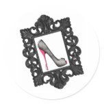Framed Reptile Stiletto Logo Round Stickers