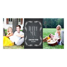 Framing Leaves Wedding Thank You Cards Chalkboard Custom Photo Card