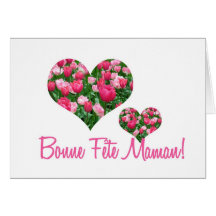 Français blanc de carte du jour de mère de coeurs 