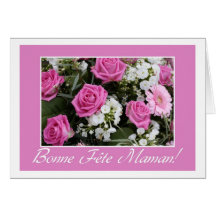 Français de bouquet de rose de rose de carte du jo