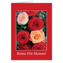 Français de bouquet de rose rouge de carte du jour