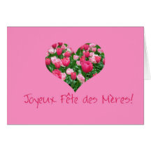 Français de carte de coeurs de tulipe de rose du j