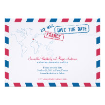 France Air Mail Wedding Save The Date Personalized Invitation