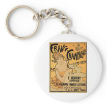 France Champagne Vintage Wine Drink Ad Art Key Chain