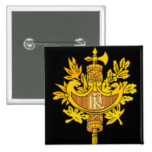 france emblem pinback buttons