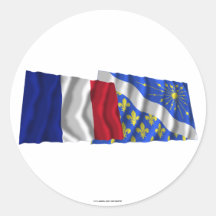 France & Essonne waving flags Round Stickers