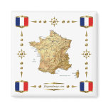 France Map + Flags Magnet