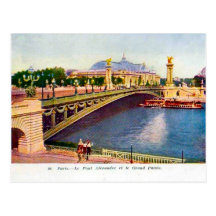 France Paris, Pont Alexandre III, Grand Palais Postcard