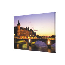 France, Paris, River Seine and Conciergerie at Canvas Print