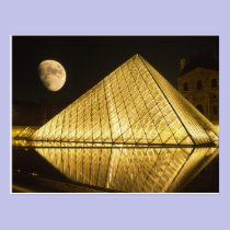 France, Paris, The Louvre Museum, Nighttime postcards