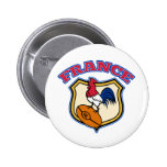 France rugby Rooster cockerel ball and shield Buttons