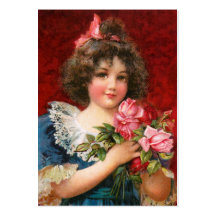 Frances Brundage: Girl with Roses Business Card