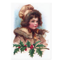Frances Brundage: Winter Girl with Holly Business Card