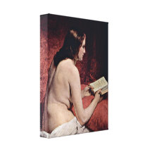 Francesco Hayez - Odalisque with book Stretched Canvas Print