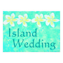 Frangipani Beach island Wedding Invitations