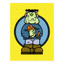Frank 'n Kitty Halloween Postcard