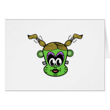 Frankenstein monkey girl in green greeting card
