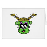 Frankenstein monkey girl in green greeting card