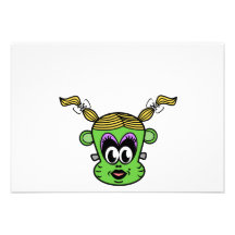 Frankenstein monkey girl in green personalized invitation