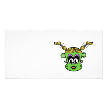 Frankenstein monkey girl in green picture card