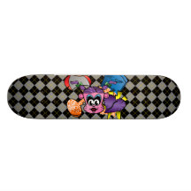 Frankenstein monkey girl on black grey argyle custom skateboard