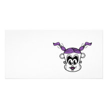 Frankenstein monkey girl with purple hair customized photo card