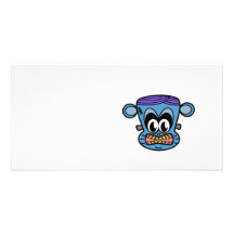 Frankenstein monkey in blue photo greeting card