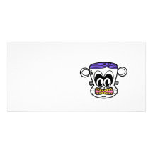 Frankenstein monkey in purple pink yellow picture card