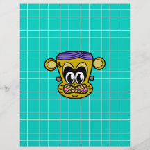 Frankenstein monkey on blue tile background flyer