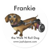 Frankie Small, Frankie, the Walk 'N Roll Dog Round Stickers