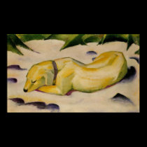 Franz Marc - Dog Lying in Snow 1910-11 Puppy White posters