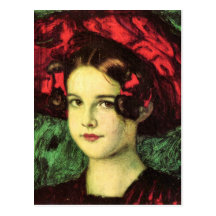 Franz von Stuck - Mary with red hat Postcard
