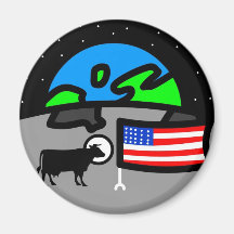 Freaky Cow_Moon Fridge Magnets