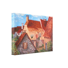 Frech old village. Painting. Fine art. Gallery Wrapped Canvas