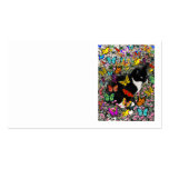 Freckles in Butterflies - Black & White Tux Cat Business Card