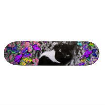 Freckles in Butterflies II - Black & White Tux Cat Skateboard Decks