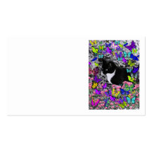 Freckles in Butterflies II - Tuxedo Cat Business Card
