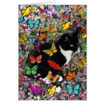 Freckles in Butterflies - Tuxedo Kitty Greeting Cards