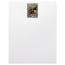 Freckles in Butterflies - Tuxedo Kitty Letterhead Template
