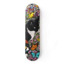 Freckles in Butterflies - Tuxedo Kitty Skate Board