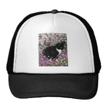 Freckles in Flowers II - Black and White Tux Cat Hats
