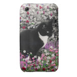 Freckles in Flowers II - Black White Tuxedo Cat iPhone 3 Cases